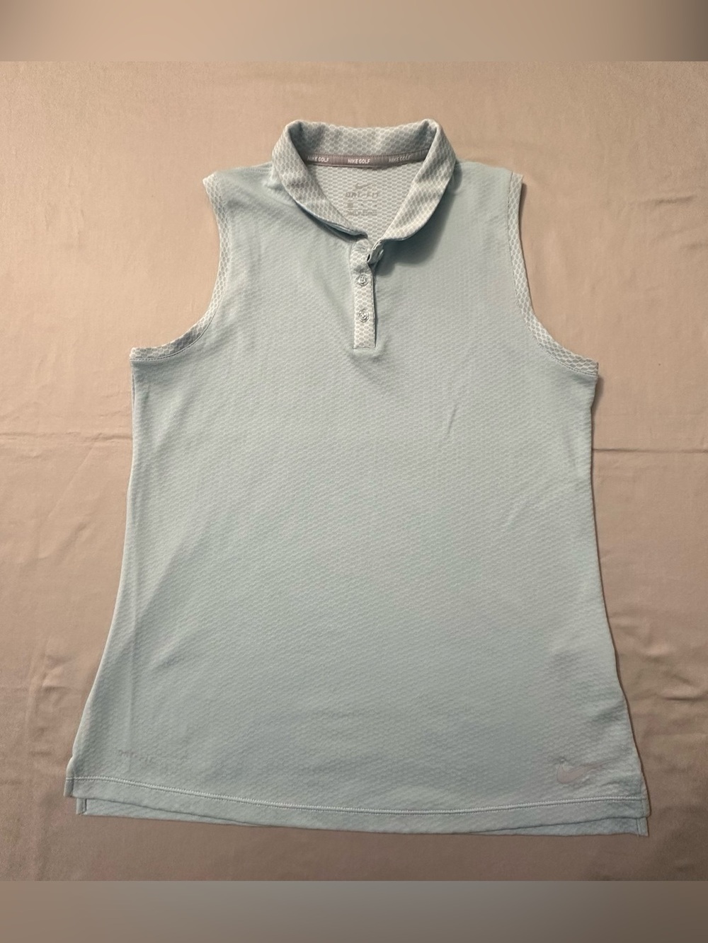 Nike Golf Womens Medium Ocean Bliss Light Blue Sleeveless Polo Tank Top